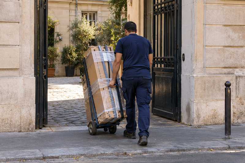Planches de la bibliothèque liées et protégées, roulées jusqu'au trottoir