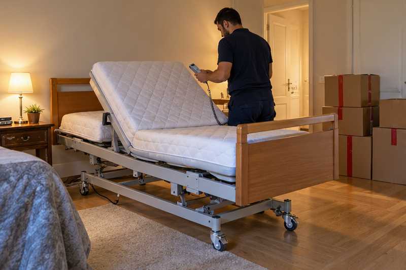 Lit médicalisé électrique remonté et testé dans la chambre d'arrivée