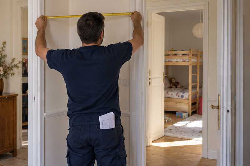 Mesure de la porte palière avant la sortie du lit superposé