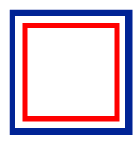 Carr&eacute; bleu marine et rouge, embl&egrave;me de D&eacute;m&eacute;nagement Olivarot